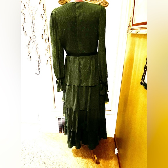 Just Me Emerald Green and Polka Dot tiered Maxi Dress NWOT - Picture 5 of 11